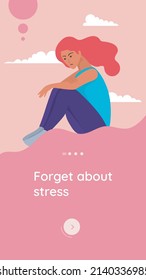 Forget about stress app banner. Illustration for mobile application psychology and help with stress