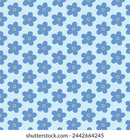 Forget Me Not Blossoms: Delicate light Blue Flower Vector Pattern
