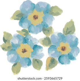Forget me not blue flower hand drawn watercolor