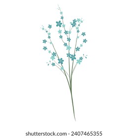 Forget me not, blue flowers. On a white background. Decor for wedding invitations and cards.