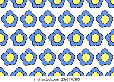 Forget me not colorful, nice, cute, lovely cartoon flowers. Summer and spring. Nature. Trendy, stylish, fashionable, seamless vector pattern for design and decoration.