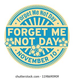 Forget Me Not Day, November 10, Rubber Stamp, Vector Illustration