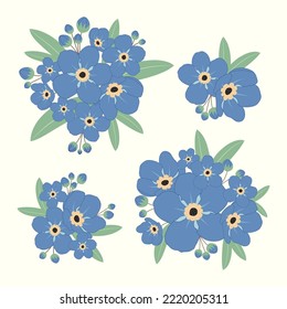 Forget me not flower bouquet illustration