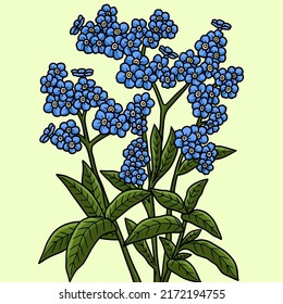 Olvídate de mí, no de la ilustración de dibujos animados de color de las flores