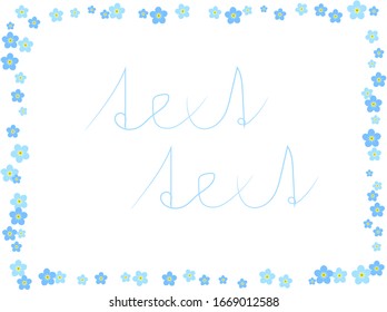 Forget me not flower frame isolated on white background. Blue flowers. Vector illustration. 