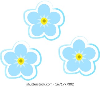 Vergessen Sie mich nicht Blume einzeln auf weißem Hintergrund. Vektorillustration. 