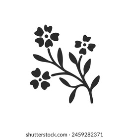 Forget me not flower. Modern graphic design geometric element. Simple contour vector illustration for cosmetics, perfumeries and food packaging.