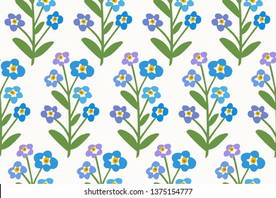 Forget Me Not Flower Pattern. Endless Background. Seamless