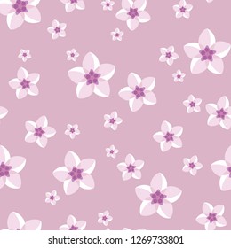 Forget me not flower seamless vector pattern in cold colours on dark background. Abstract floral illustration in flat style.