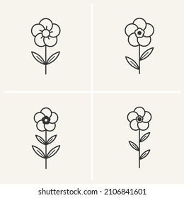Olvídate de mi flor. Conjunto de 3 emblemas geométricos. Diseño lineal moderno.  Composiciones lineales abstractas modernas y elementos de diseño gráfico.
