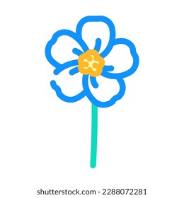 Vergessen Sie mich nicht florale Frühlingsfarbe Symbol Vektorgrafik. Vergiss mich nicht, das Frühlingszeichen zu florieren. einzelne Symbolillustration
