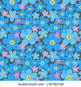 Forget me not  - seamless  blue  vector floral pattern