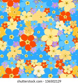 Forget me not  - seamless  vector spring pattern, Seamless floral pattern with "Forget-me-not",  Myosotis sylvatica