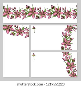 Forget me not set with visit cards and greeting templates