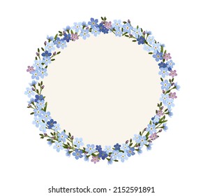 Forget me not wreath,
Vector illustration isolated on white background
