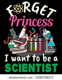 Forget Princess I Want To Be A Scientist Cartoon Laboratory With Test Tubes