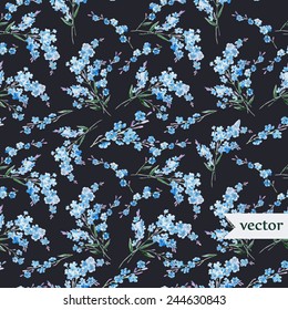 forget-me, watercolor, pattern, black background