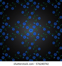 forget-me, watercolor, pattern, black background. Radial gradient shape.