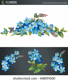 Forget-me-not flower bouquet, isolated on white background