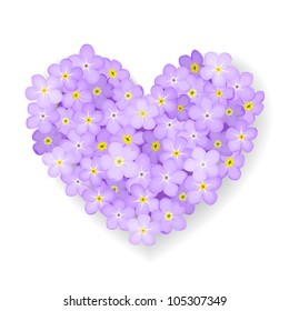 Forget-me-not flower heart isolated on white background. EPS 8 vector.
