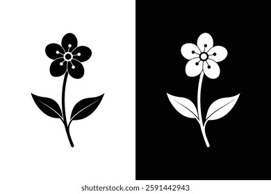 Forget-me-not flower icon vector on White Background ,Vector Art Illustration on white background.