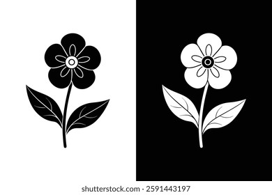 Forget-me-not flower icon vector on White Background ,Vector Art Illustration on white background.