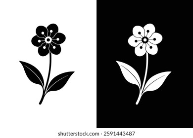Forget-me-not flower icon vector on White Background ,Vector Art Illustration on white background.