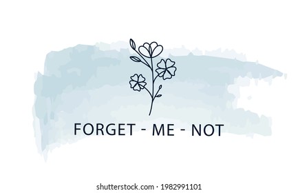 Forget-me-not, flower logo or icon. Spring flower in a linear style.Vector.