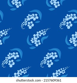 Forget-me-not flower seamless pattern. Ditsy floral print in blue color palette.
