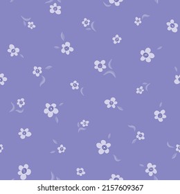 Forget-me-not flower seamless pattern. Ditsy floral print in very peri color.