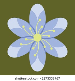 Vergiss mich nicht Blume. Frühlingsblume, Clipkunst. Vektorgrafik. Blaue symmetrische Blume