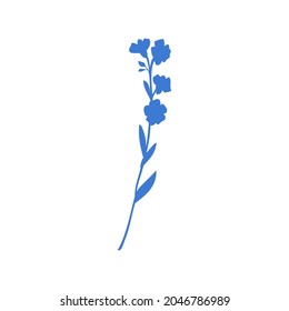 Forget-me-not flower vector illustration isolated on white background, colorful delicate silhouette, decorative herbal doodle, for design medicine, wedding invitation, greeting card, floral cosmetic