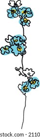 forget-me-not flower. wild flower drawing. hand drawn botanical illustration.