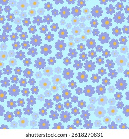 Forget-me-not flowers. Flower bed with forget-me-nots. Seamless background for fabrics, textiles, packaging and wallpaper. Vector illustration