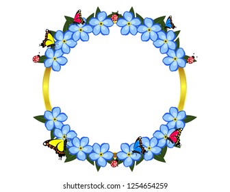 Forget-me-not flowers frame