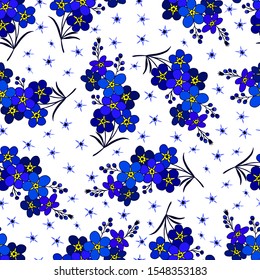 forget-me-not flowers seamless pattern. eps10 vector illustration. hand drawing