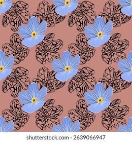 Forget-me-not flowers seamless pattern vector illustration 