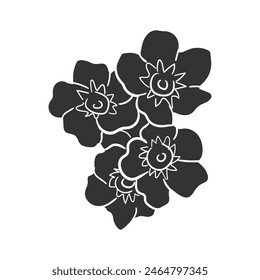 Forget-me-not Icon Silhouette Illustration. Scorpion grasses Vector Graphic Pictogram Symbol Clip Art. Doodle Sketch Black Sign.