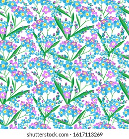 Forget-me-not pattern. Floral seamless background. Print for textiles