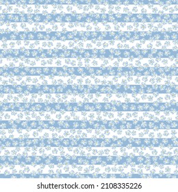 Vergessen Sie nicht Frühlingsgartenblume auf Streifen handgezeichnet Vektorgrafik nahtlos Muster. Vintage Romantic Liberty inspirierte Petite Blumendruck. Bloomer kalicischer Hintergrund für Modegewebe