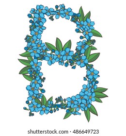 Forget-me-not vector alphabet. Letter B