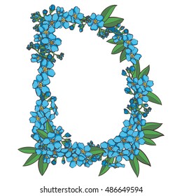 Forget-me-not vector alphabet. Letter D