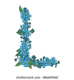Forget-me-not vector alphabet. Letter L