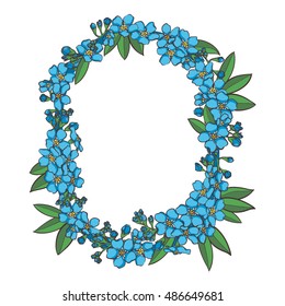 Forget-me-not vector alphabet. Letter O