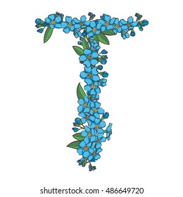 Forget-me-not vector alphabet. Letter T