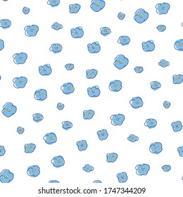 Forget-me-not vector childish seamless pattern, floral pattern, tiny blue flowers on white background. Texture for kids - fabric, wrapping, textile, wallpaper, apparel. 