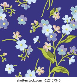 forget-me-not, vector graphic, seamless pattern