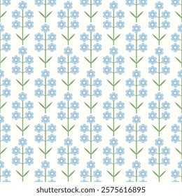 Forget-me-nots Blue Flower Seamless Pattern Vector