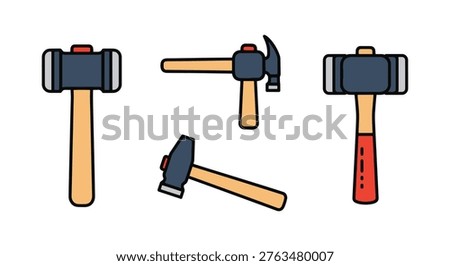 Forging Hammer Line art vector modern abstract color design