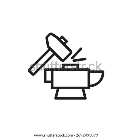 Forging icon symbolizing metal shaping via compressive force, representing traditional and modern industrial fabrication, mechanical manufacturing processes, and specialized blacksmithing equipment.